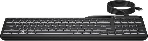 HP 405 Multi-Device Backlit Wired Keyboard toetsenbord USB Zwart