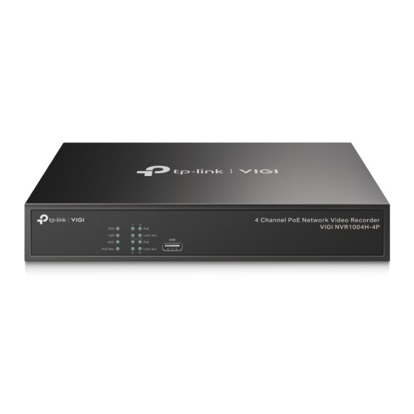 TP-Link VIGI NVR1004H-4P Netwerk Video Recorder (NVR) Zwart